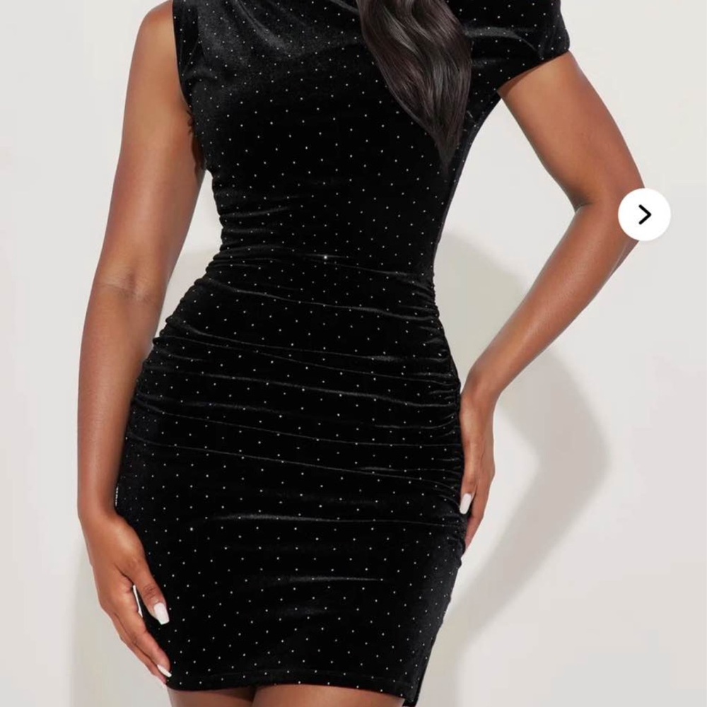 Fashion Nova Black Velvet Mini Dress